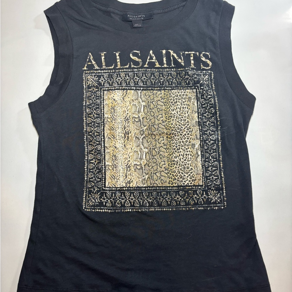 ALLSAINTS Tank Top Cheetah Print size SM Grunge